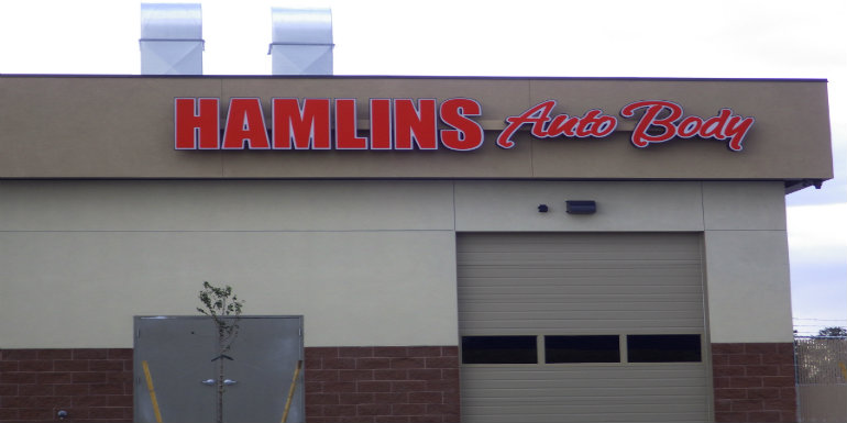 Hamlin Auto Body gets new Channel Letter Signs from Signdealz - Hamlins Channel Letters 1.jpg?wiDth=1155&name=Hamlins Channel Letters 1