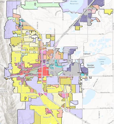 Zoning Map for City of Boulder, Colorado