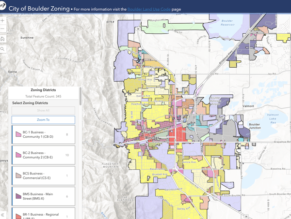 City of Boulder Zoning Map